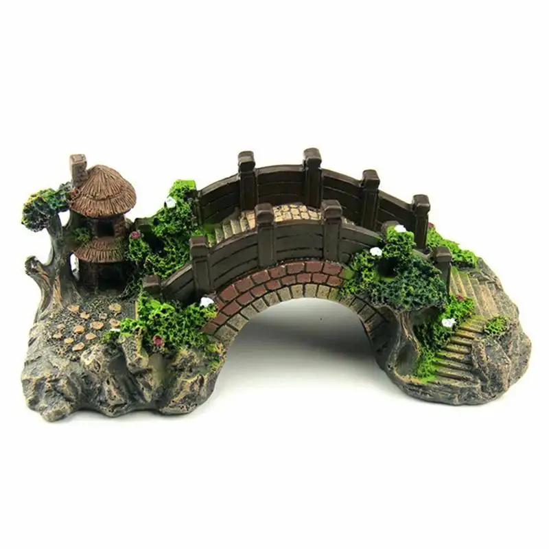 Fish Tank Landscape Decoration Bridge Artificial Bridge Resin Equipment Accessories Ornament Cave Aquatic Pet Fish