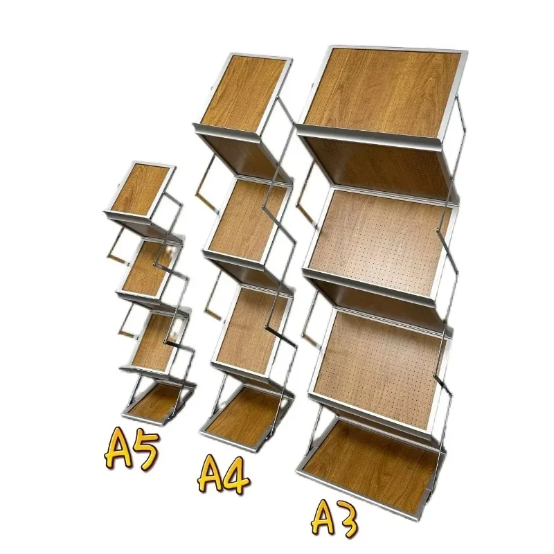 Double-sided foldable poster and magazine display stand with lightweight pegboard and premium black suitcase