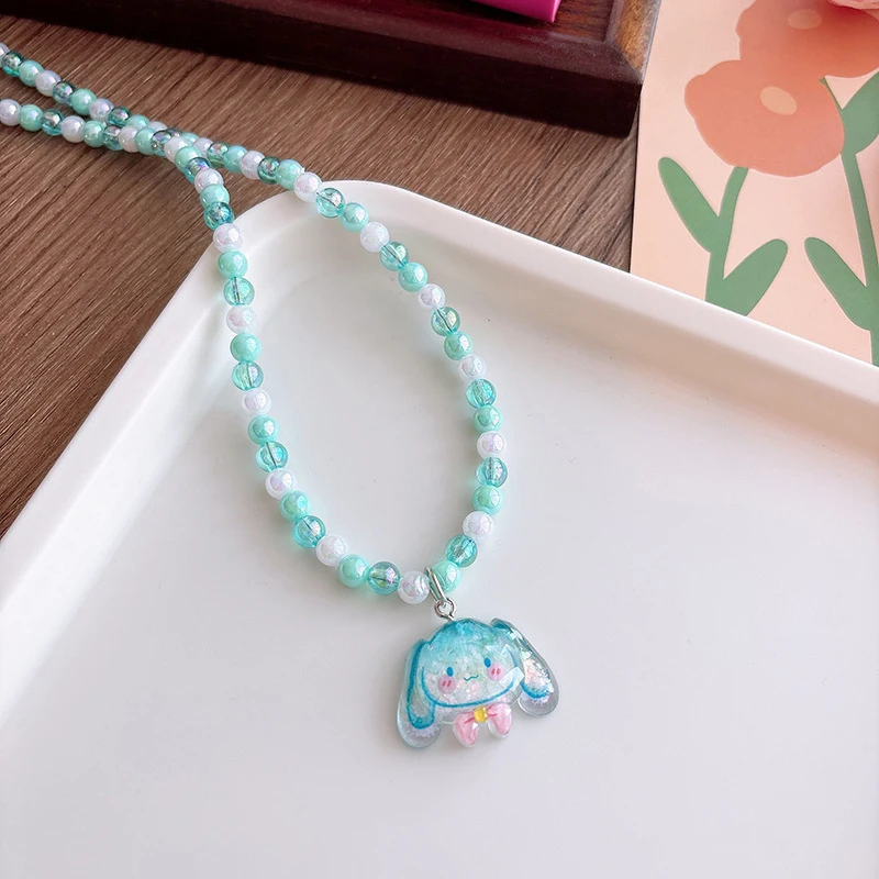 การ์ตูน Sanrio สร้อยคอ Kawaii เด็กน่ารักการ์ตูนเรซิ่น Kuromi Cinnamoroll Melody Pochacco Neckchain สาวของขวัญวันเกิด