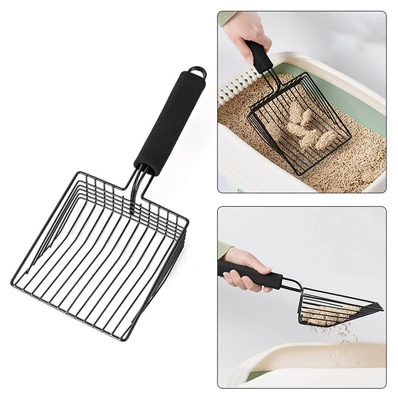 1Pc Cat Litter Scoop Metal Cat Litter Shovel Comfortable Handle Scoop For Cats Toilet Cleaning Tools Stainless Steel Cats Shovel