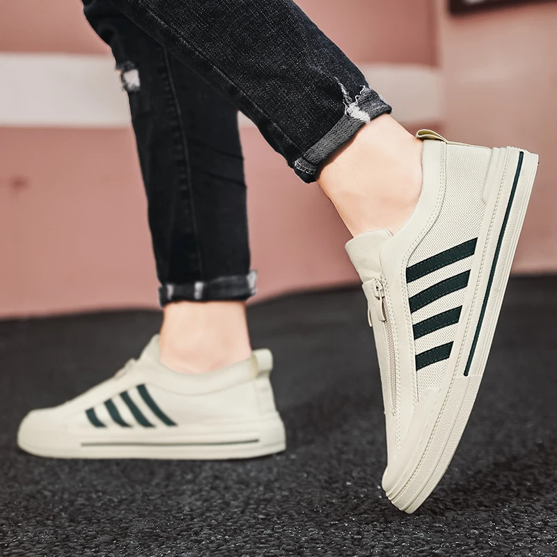 Neue Schuhe für Männer Outdoor Canvas Casual Sneaker Herren Board Schuh Reiß verschluss entworfen verschleiß fest atmungsaktiv Anti-Rutsch alle Jahreszeiten