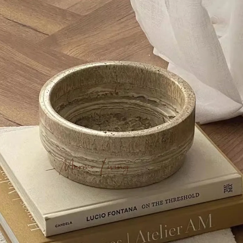 

French Silent Wind Natural Marble Tray Designer Model Room Desktop Decorative Storage Ornament