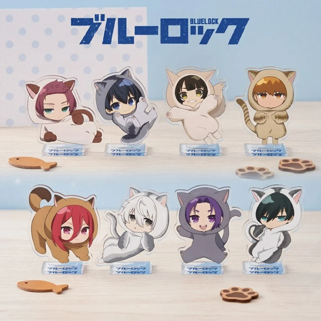 New Blue Lock Cat Hoodie Series Acrylic Stand Isagi Bachira Chigi 10cm Q Version Equal Height Desktop Ornament Anime Keychain