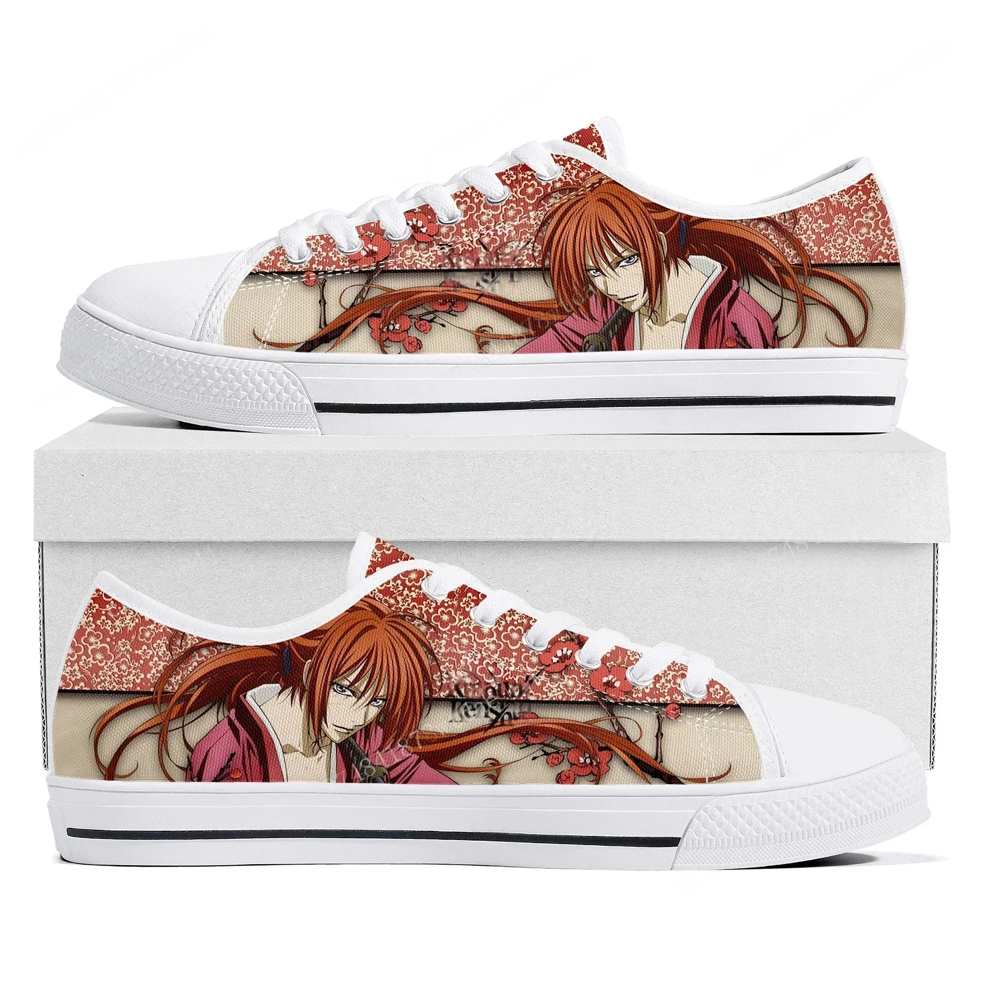 Rurouni Kenshin Himura Low Top Sneakers Womens Mens High Quality Canvas Sneaker Couple Comics Manga Custom Made Shoes