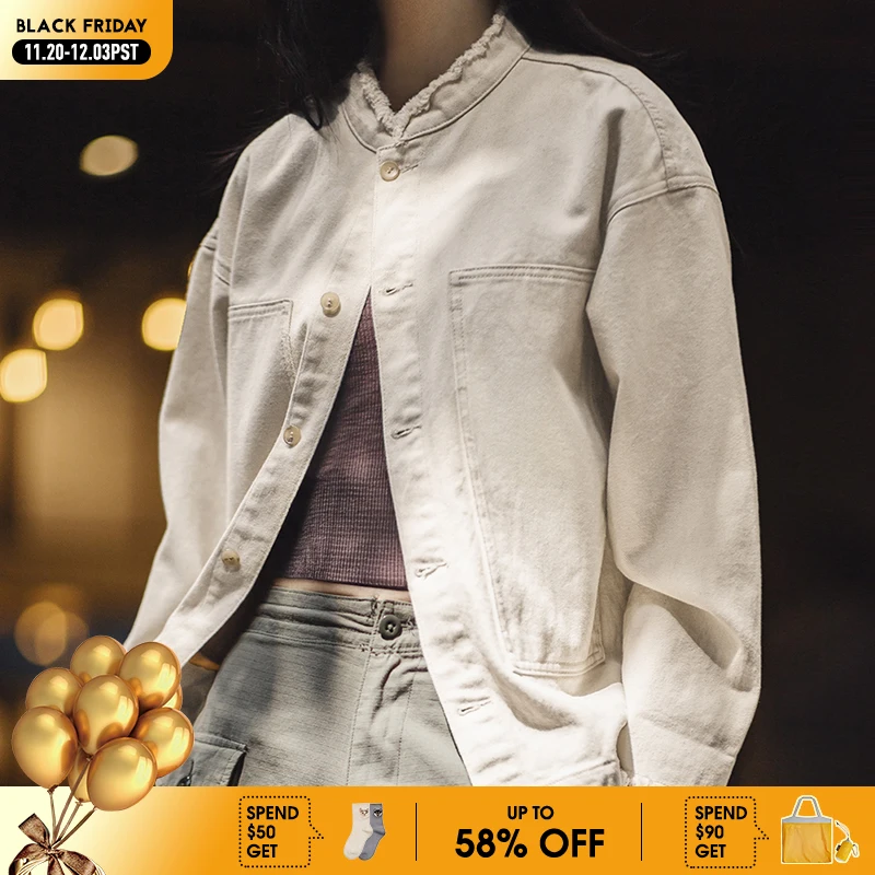 

Женская джинсовая куртка Maden, Повседневная Свободная куртка из чистого хлопка в американском стиле, Осень-зима