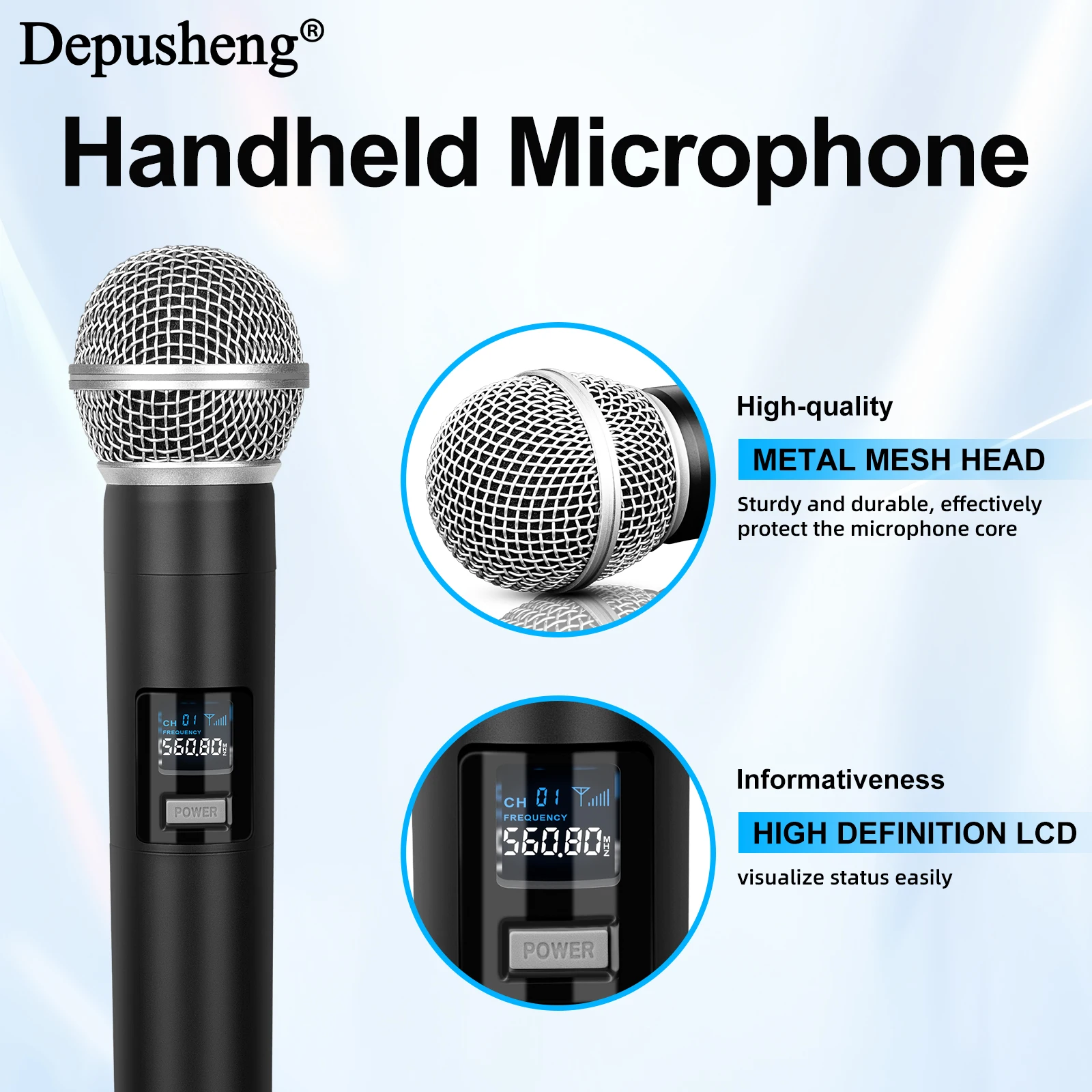 Depusheng DX4 4-Kanal Drahtloses Mikrofonsystem mit Profi-Audioqualität, inklusive Anti-Rutsch-Ringen und 6,35-mm-Audiokabel. – Detail 4