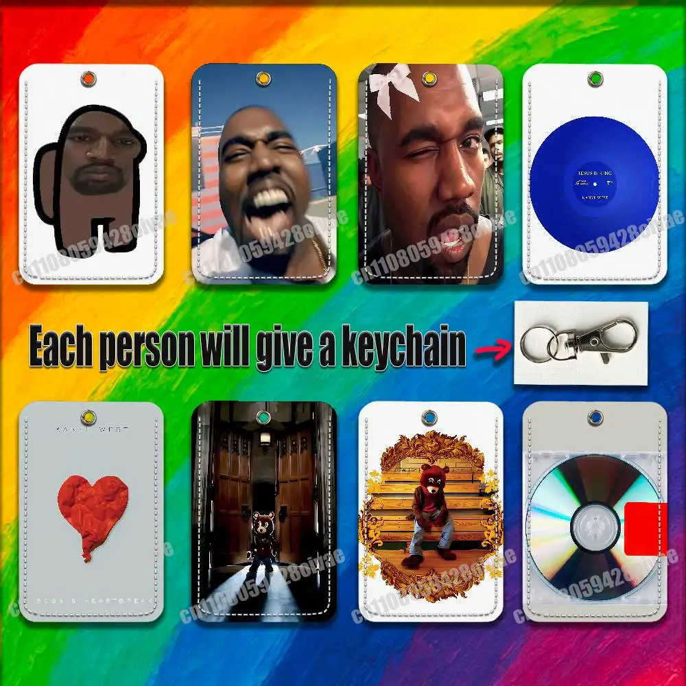 

K-Kanye West Yeezus Ye Jesus is King For ID Clips Credit Bank Campus Card Holder Cover Decoration PU Leather Keychain