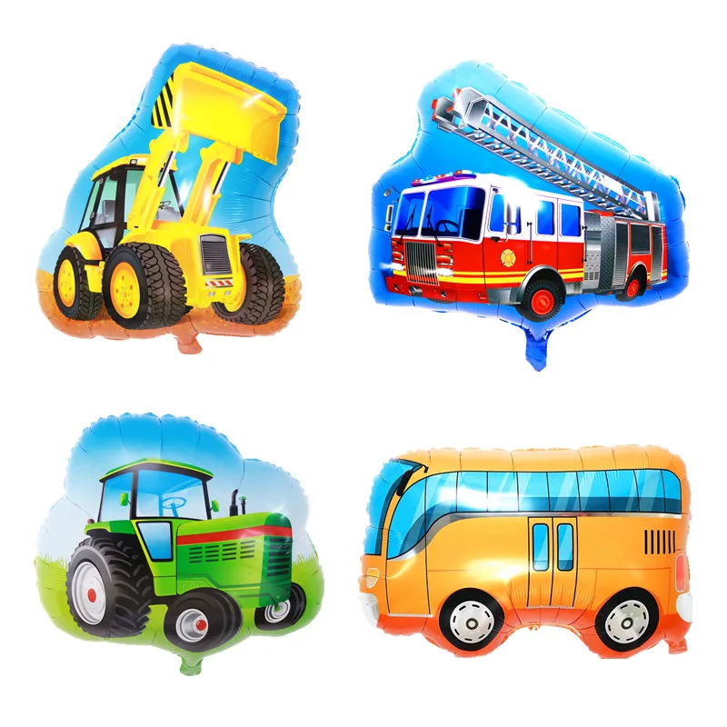 Engineering Car Aluminum Film Balloon Construction Boy Birthday Party Decoration Supplies Forklift Bulldozer Bus Balloon Truck