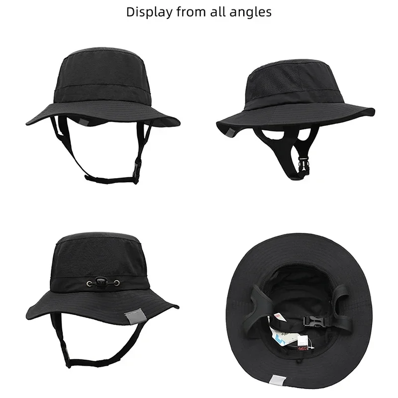 

Beach Surf Bucket Hat Mesh Breathable Sun Hats Men Women Outdoor Fishing Caps Chin Adjustable Tag Water Sport Cap Sombrero