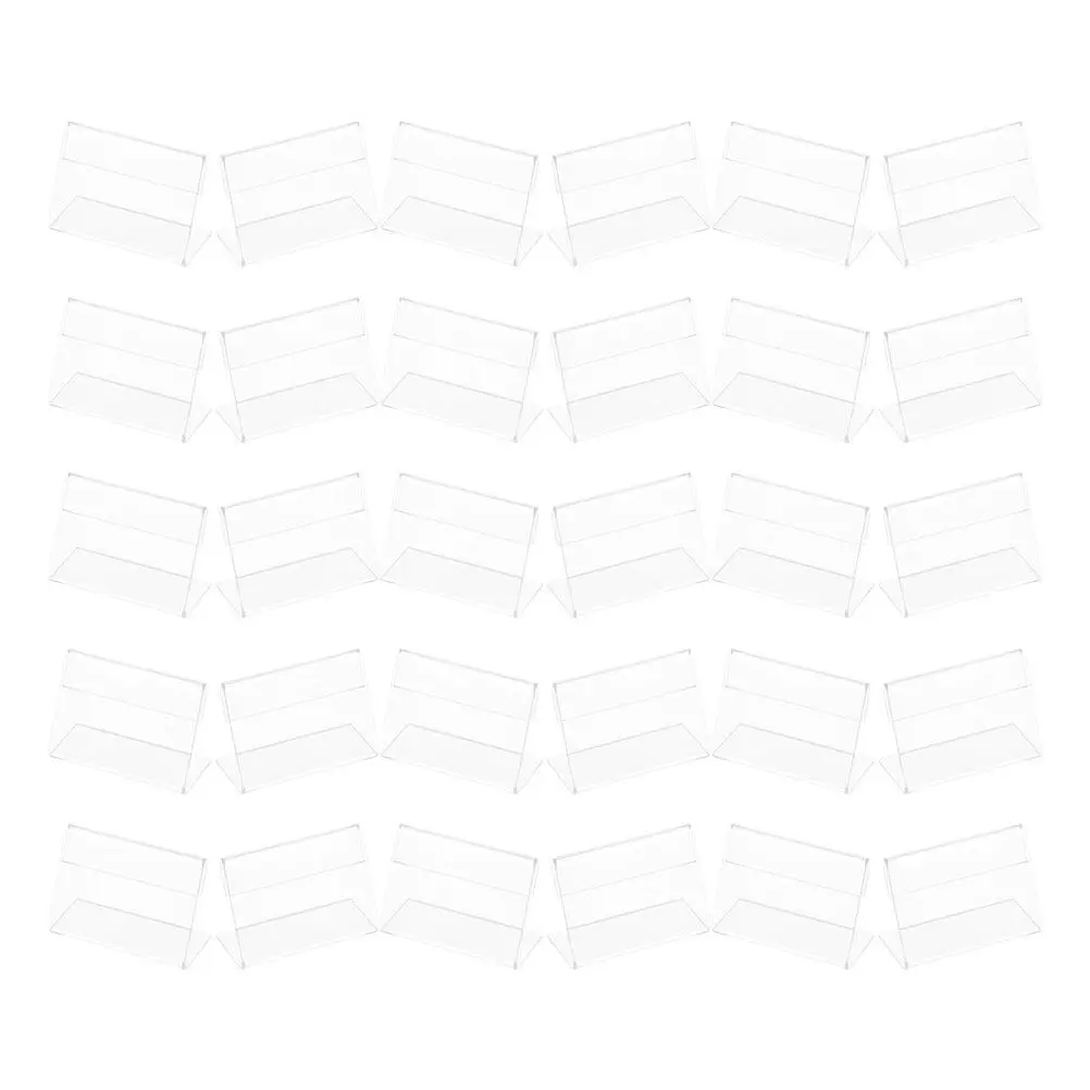 50Pcs Clear Acrylic Display Stands Horizontal L Shaped Mini Table Sign Holder Name Card Label Tent for Retail Office Event