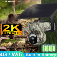 LS VISION 2K 4G Solar Security Cameras WIFI Wireless Outdoor 360° Live View Animal Monitoring Camouflage Color Battery PTZ Cam