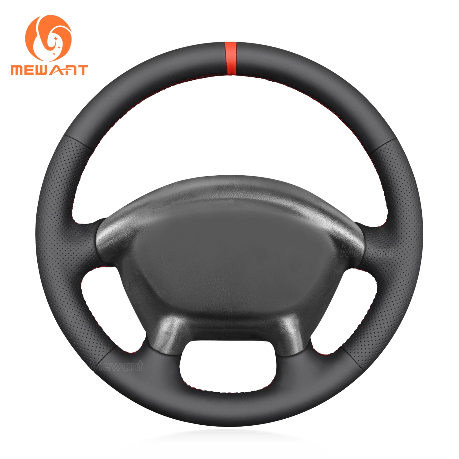 

MEWANT Black Genuine Leather Car Steering Wheel Cover for Chevrolet Corvette (C5) 1997-2004