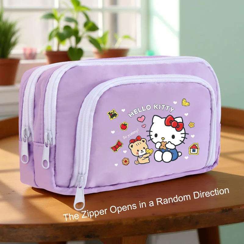 ハローキティ 二層ペンケース 大容量文具バッグ ジッパーオーガナイザー 学用品 ギフト 女の子 男の子 ティーン向け