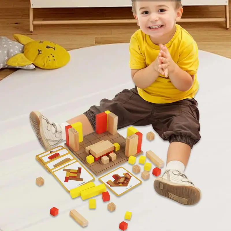 Wood Stacking Toy Educational Geometric Stacking Toys Building Bricks Set Multipurpose Learning Toys For Enhance Hands-On Abilit