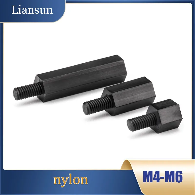 

Plastic Spacer Screws Single-End Internal Thread Insulated Studs M4 M5 M6 Black Nylon Hex Washer Spacers
