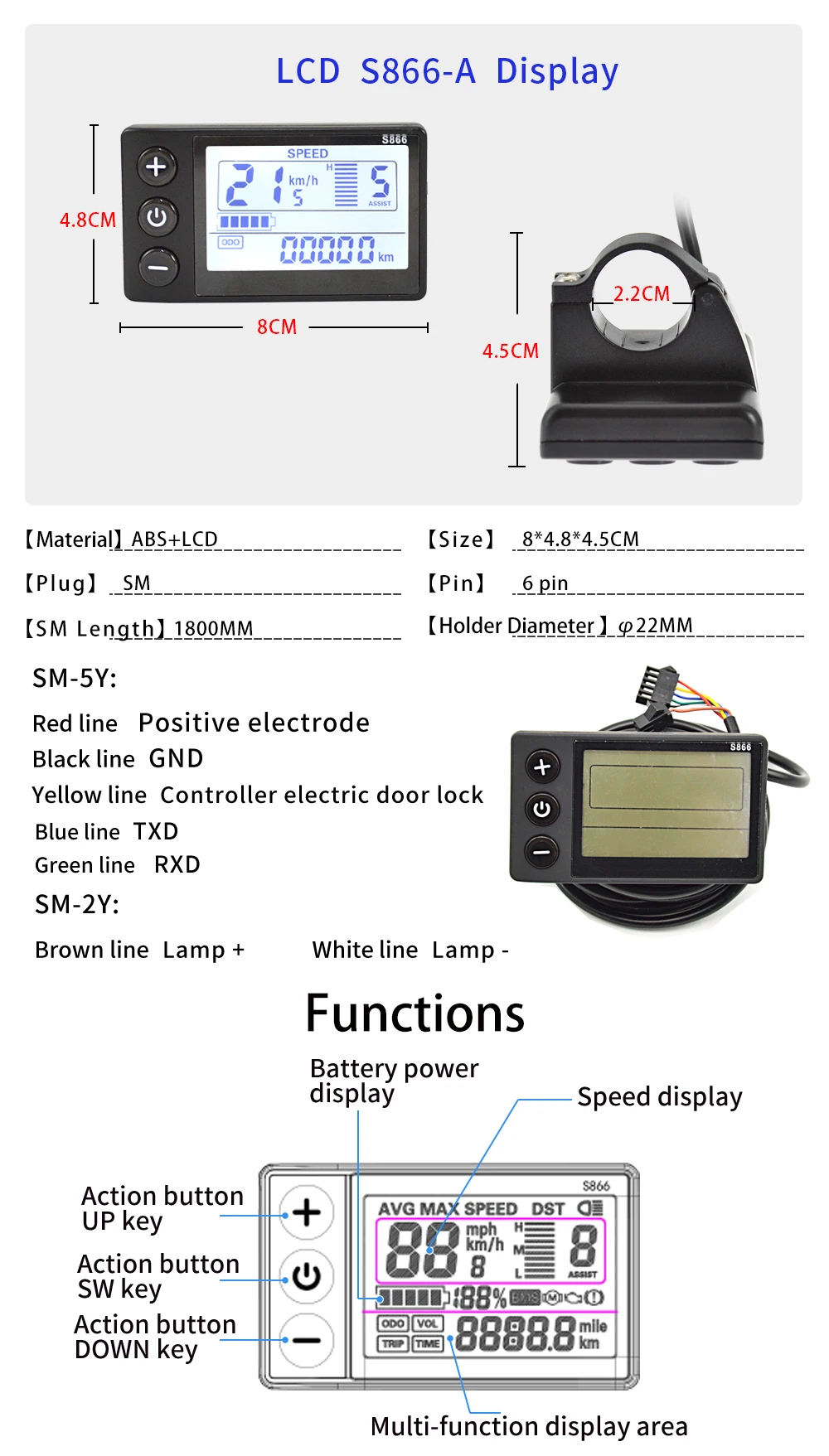 Elektrofahrrad 13A/18A/25A/28A/38A Bürstenloser Motorcontroller LCD-Display Intelligente Steuerung Mehrere Spezifikationen – Detail 7