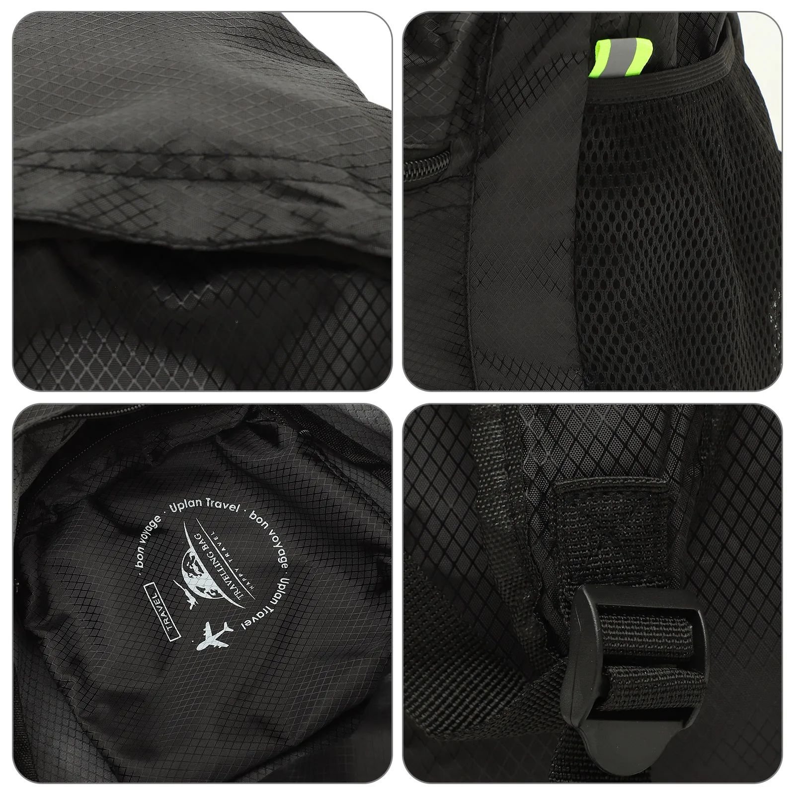 

Foldable Backpack Outdoor Travel Lightweight Durable Large Capacity Mesh Pockets Diamond Grid Solid Color Hiking