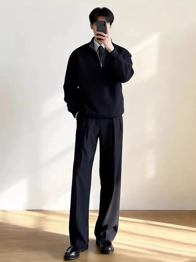 Ice Silk Straight Leg Casual Pants Men's Fashionable Versatile American Style Teenage High-End Feeling Lightweight Summer Tro...