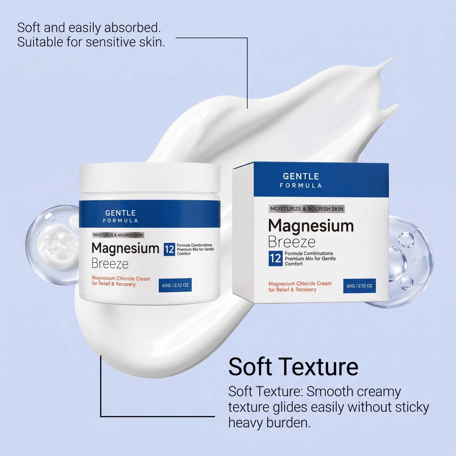 Magnesiumchlorid-Creme 60g Beruhigende Körpermassage für Gelenke und Knie, Feuchtigkeitsspendend, Nährend, Sanfte Formel, Tägliche Hautpflege – Detail 5