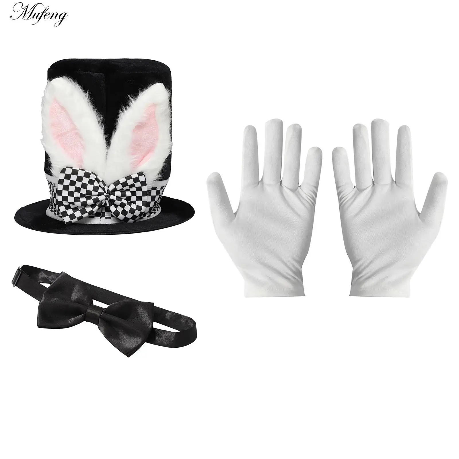 

Bunny Girl Cosplay Outfit Costume with Hat Gloves Bow Tie Glasses Magic Stick for Women Halloween Photography Performance Props