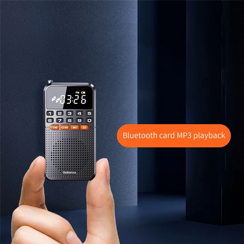 Excellent-Rolton FM Mini Radio Receiver Bluetooth Speaker TF Card Music Player With LED Flashlight