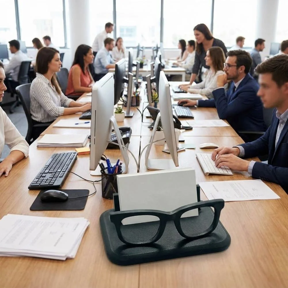 Black Eyeglass-Shaped Business Card Holder Frame Creative Business Card Display Stand Lightweight Minimalist