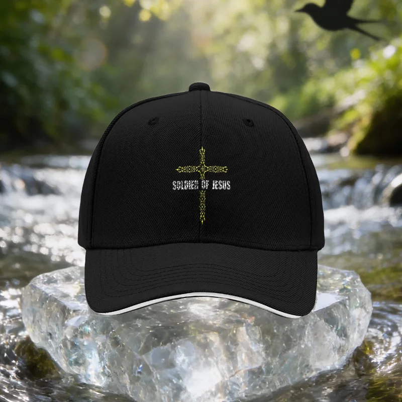 Soldier Cross Sandwich Baseball Cap Unisex Easy Lightweight Adjustable Outdoor Sun Hat Ideal Gift for Travel Parties Birthdays F