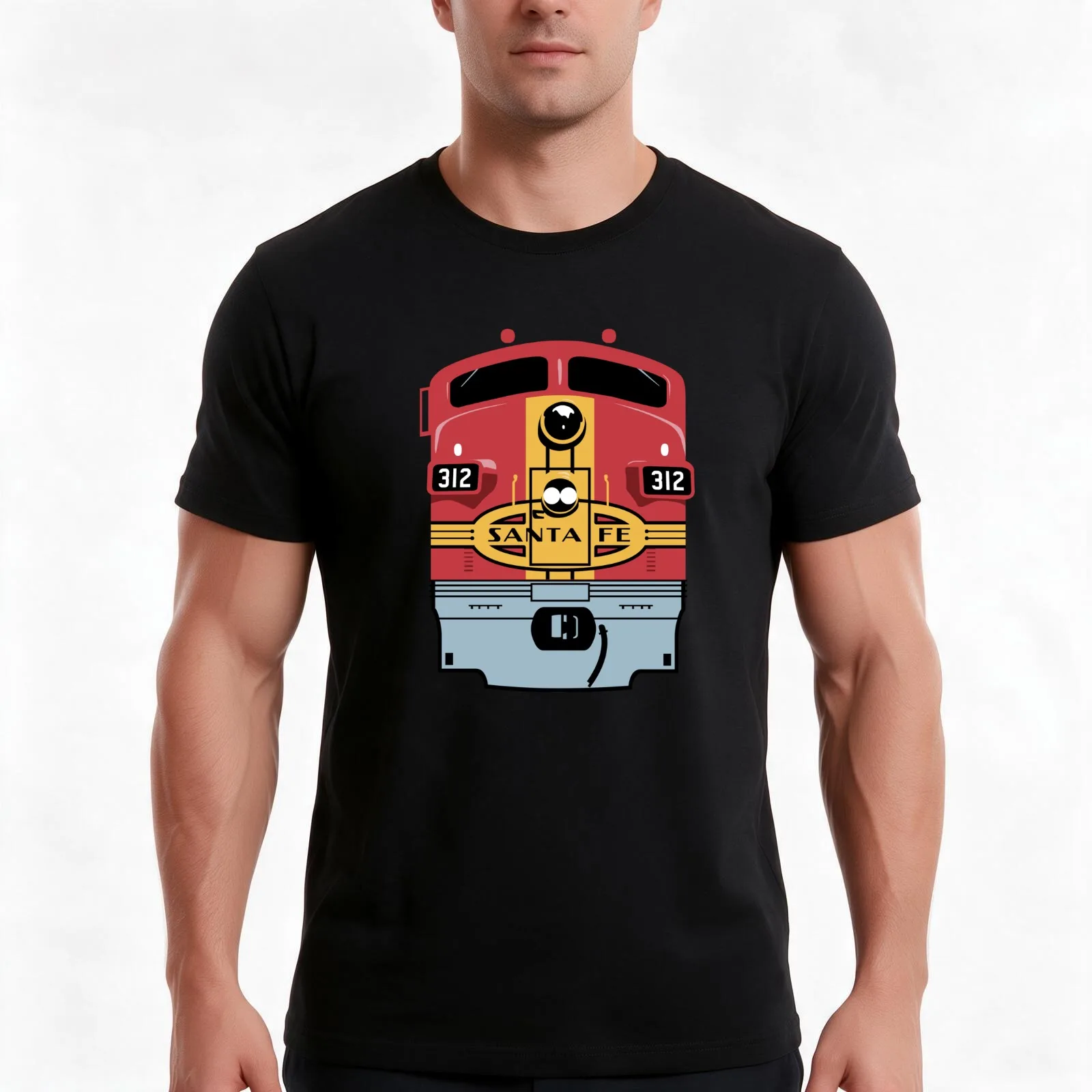 ATSF F7 nose T-Shirt, Summer Casual Cotton Tee, Oversized Streetwear Tops, Vintage Graphic Print, Loose Fit Short Sleeve