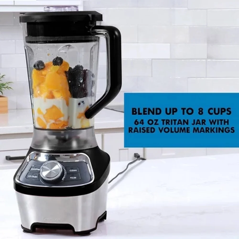 64oz Stand Blender 1200W Stainless Steel Blades 16 Speeds Smoothie Ice Crush Dishwasher Safe Tritan Pitcher Auto Clean