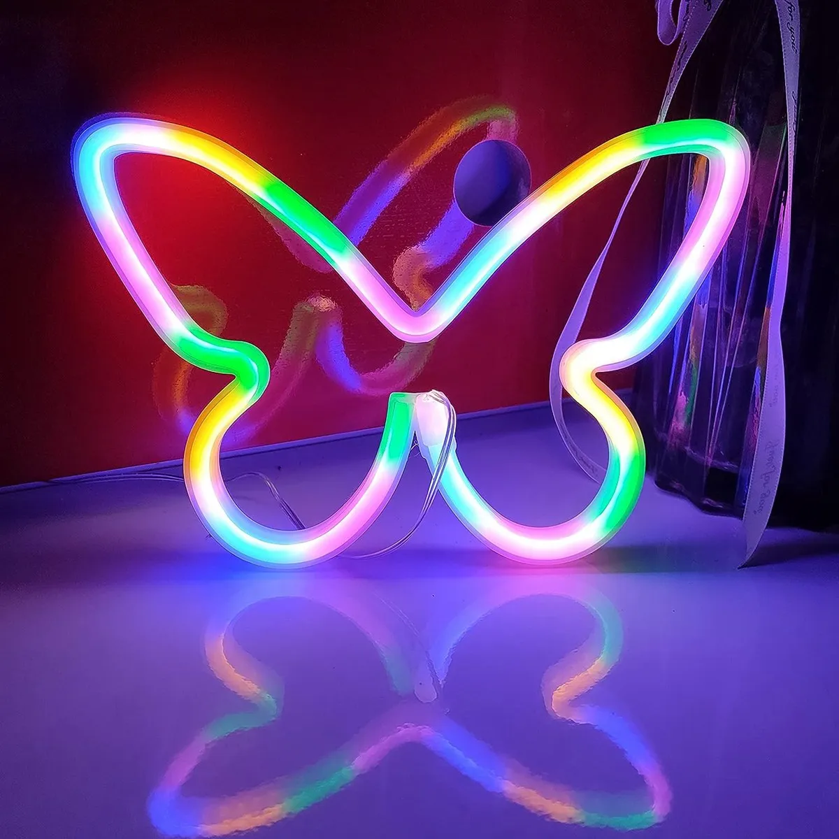 1PC motyl neony USB lub 3-AA zasilany z baterii lampa neonowa światła LED dekoracja stołu dla dzieci sypialnia prezent urodzinowy na ścianę