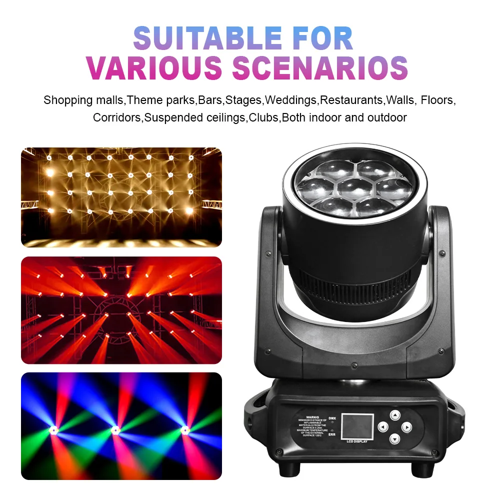Professional Disco 7*40W Moving Head LED Stage Lighting Equipment High Visibility Moving Head Light