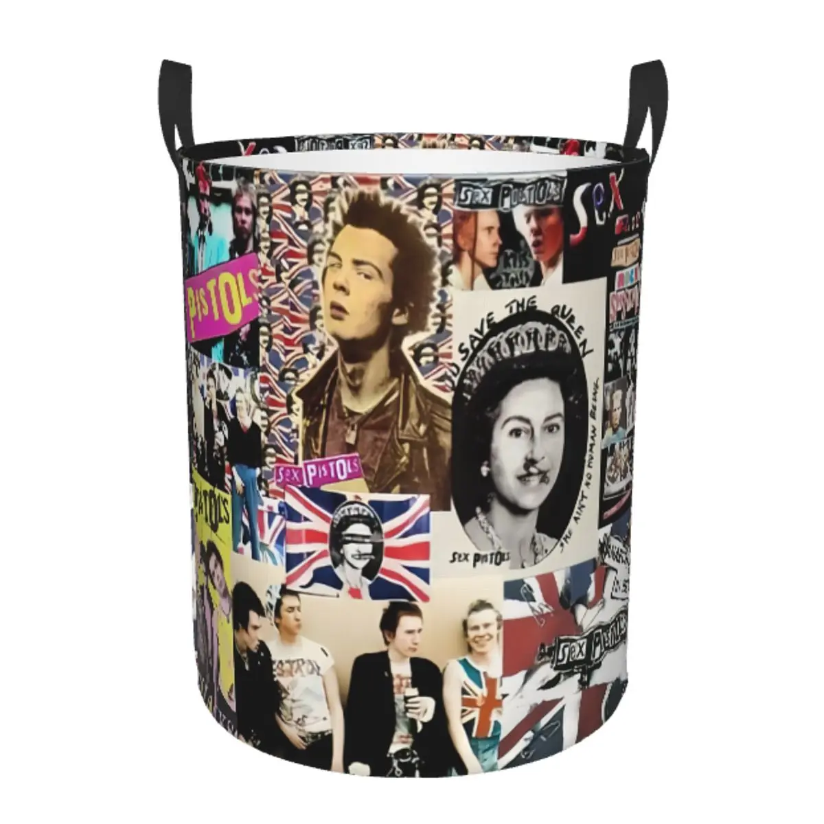 Custom Rock Band Sex Pistols Photo Collage Laundry Basket Foldable Heavy Metal Clothes Hamper for Nursery Kids Toys Storage Bin