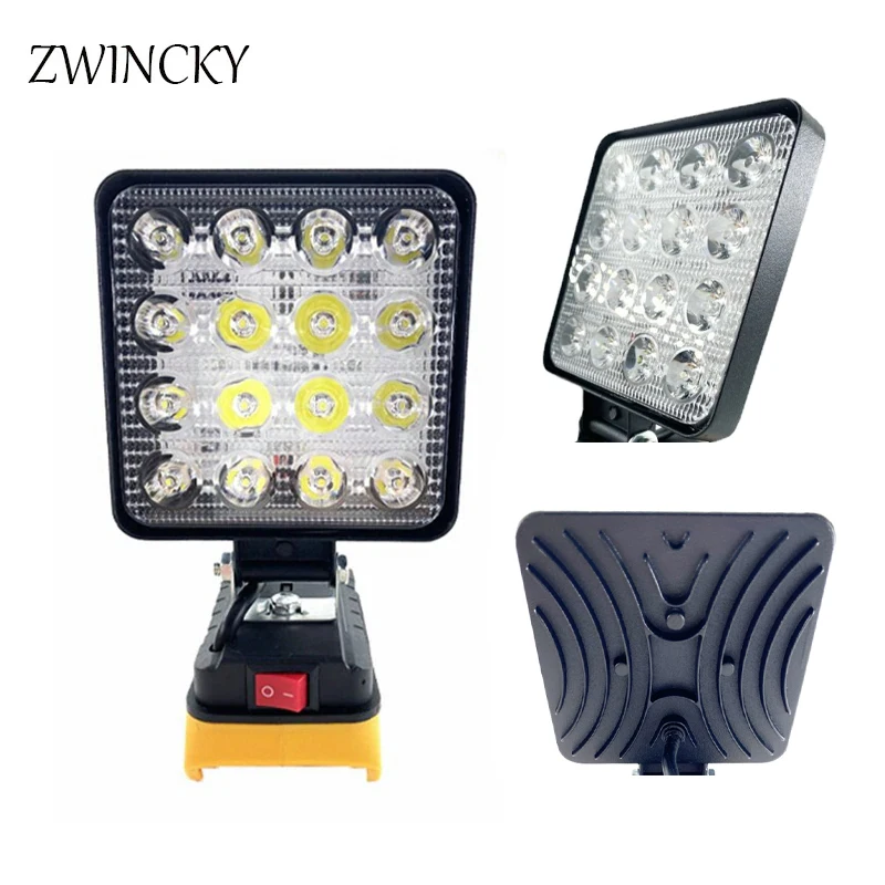 ZWINCKY Cordless Spotlight Converter For Dewalt 20v Max 18V Lithium Battery Lighting Car LED Work Light for Camping Power Source