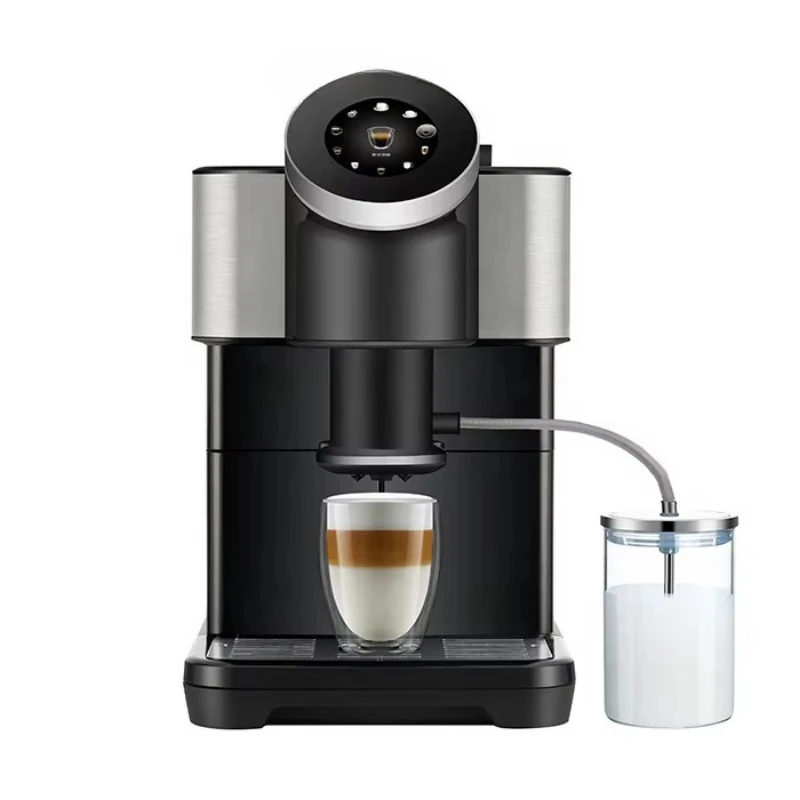 Home automatic coffee machine with touch screen grinder self-cleaning black