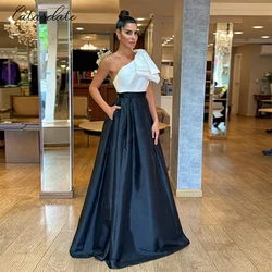 Catasdate Black and White Evening Dress Elegant Party Dress for Women 2024 Prom Dresses with Bows Wedding Party Gowns vestidos