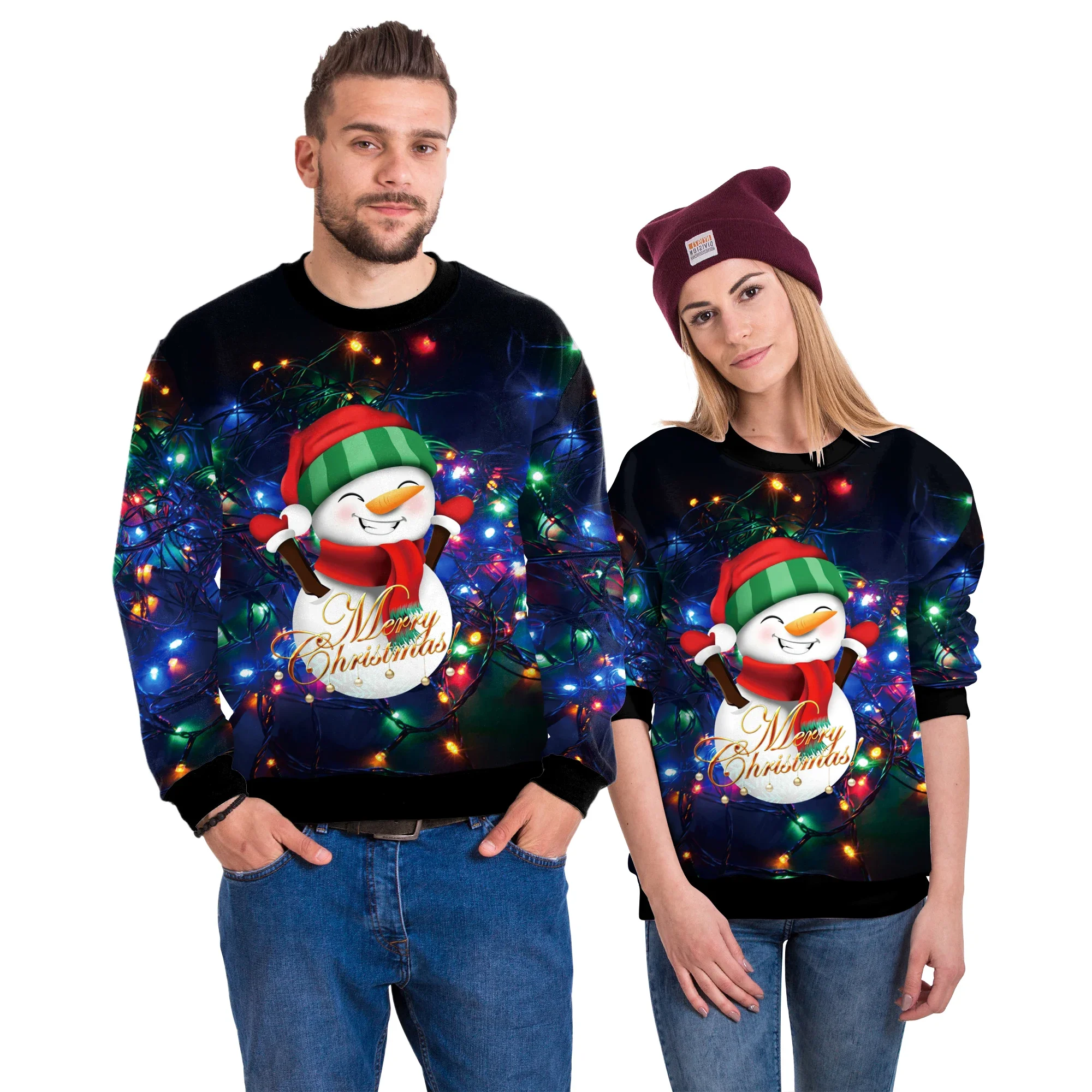 [أنت سري] بلوفرات نسائية لعيد الميلاد برقبة دائرية بلوزات غير رسمية مطبوعة على شكل رجل ثلج بأكمام طويلة للسيدات للخريف والشتاء