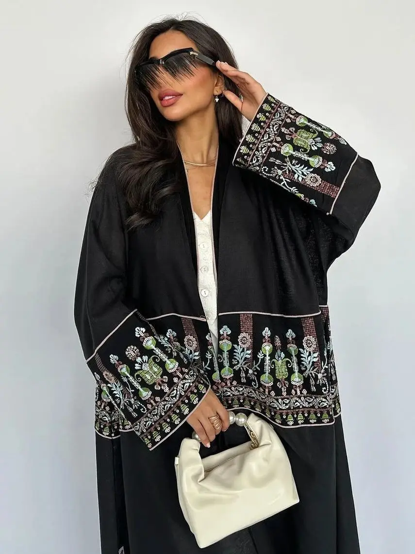 Ramadan Eid Open Kimono Abaya Dubai Luxury 2024 Muslim Abayas For Women Kaftan Dress Kebaya Islam Clothing Robe Femme Musulmane