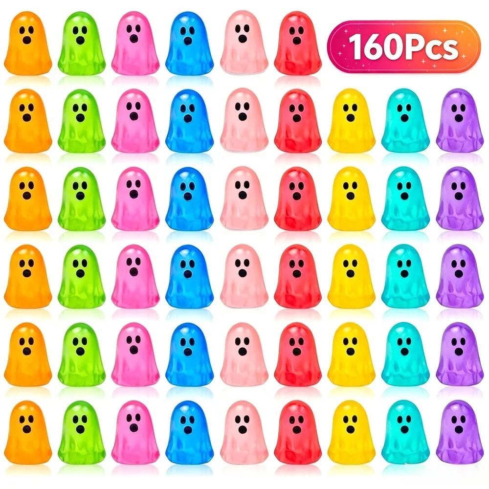 160Pcs Luminous Mini Resin Ghost Figurines, 8 Colors Glow-in-Dark Statues, Halloween Gifts, Micro Landscape & Dollhouse Decor