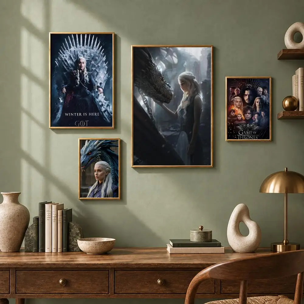Iconic TV Series G-Game of ThronesS Poster HD Self-Adhesive No Residue After Removal Ideal for All Kinds of Wall Decor