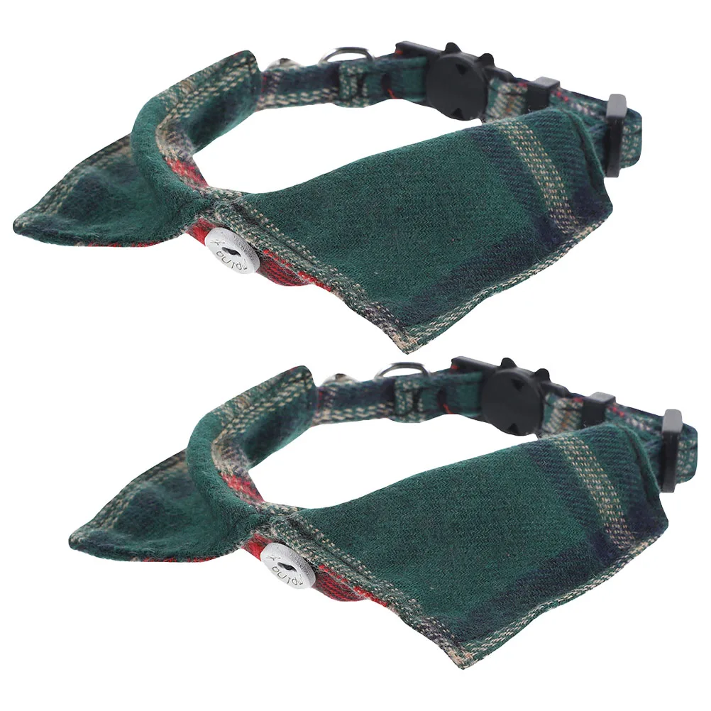 

2 Pcs Cat Collar Safety with Buckle Lattice Accessories Bell Girl Collars Kitten Cute