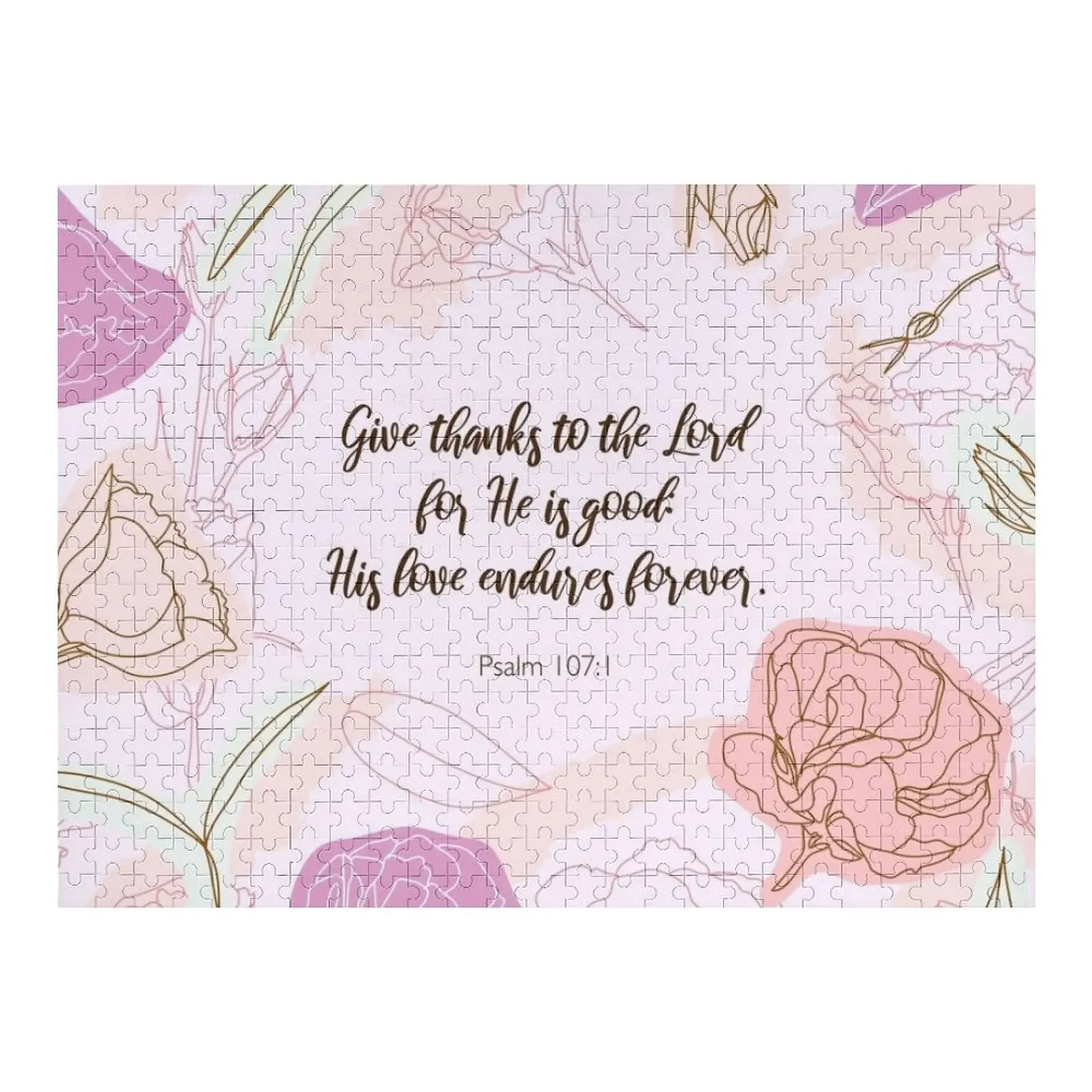 

Give thanks to the Lord, Psalm 107:1, Scripture Jigsaw Puzzle Personalized Gift Custom Wood Custom Name Child Toy Puzzle