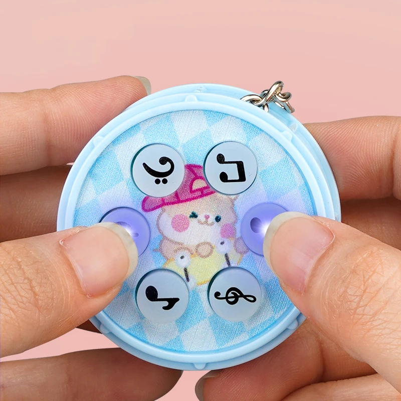 Pocket Mini Gopher Game Drums Glowing Puzzle Toy Keychain Handheld Game Machine Backpack Accessory Student Backpack Pendant