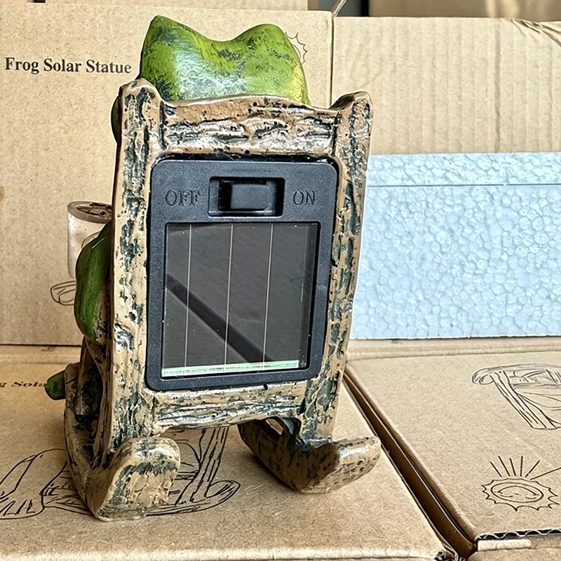 Solar Powered Mini Frog Garden Statue Figurine Decor Ornament For Indoor Outdoor Decoration, Ideal Gift For Halloween Christmas