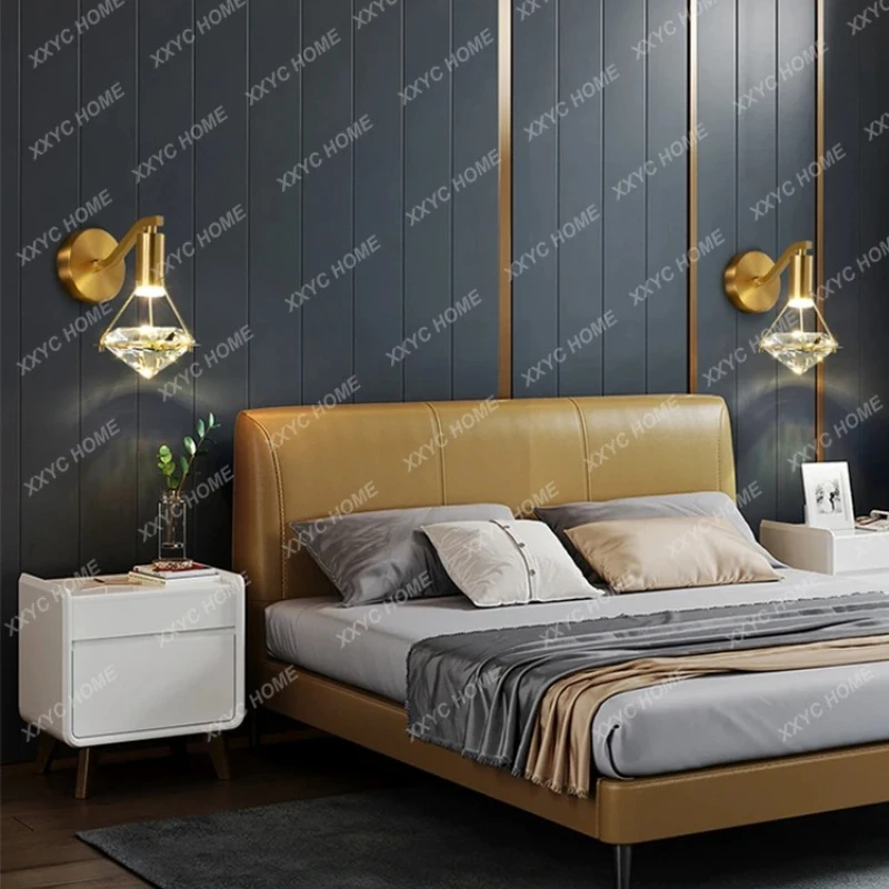 

JJ полностью медный настенный светильник, задний светильник, роскошный хрустальный прикроватный светильник для спальни, элитный дизайн, фон для гостиной, настенный светильник, роскошный