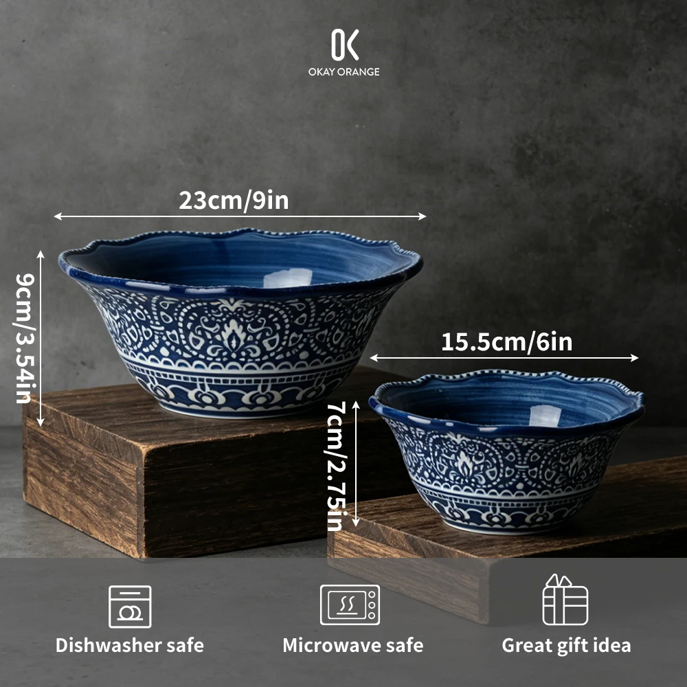 Vintage Blue Ceramic Bowls 6