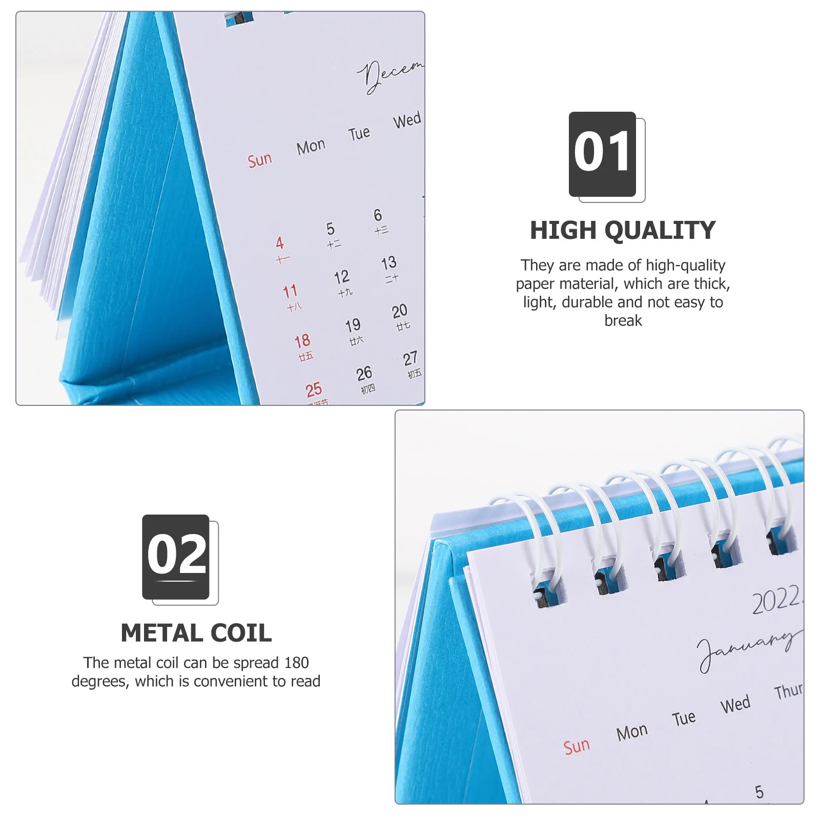 

2 Pcs Simple Mini Desk Calendar Small Paper Calendars 2022 Notepad Standing Decorative Wooden