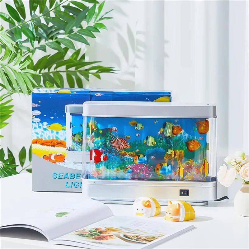 Adorno de acuario de simulación, lámpara Led para pecera, vista al mar, imitación de peces, acuario, lámpara de paisaje del mundo submarino para sala de estar