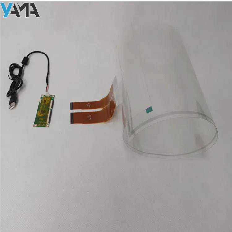Layar LCD Sentuh Interaktif Multisentuh Bulat TFL Touch See Through dengan Film Foil Sentuh PCAP