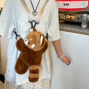 Kleine Waschbär -Plüsch -Party -Tasche, Panda -Puppen -Rucksack, hoher Wert, süße Münze rein, Teenager -Rucksack 10 Hauptverkauf Panda School Rucksack - №4