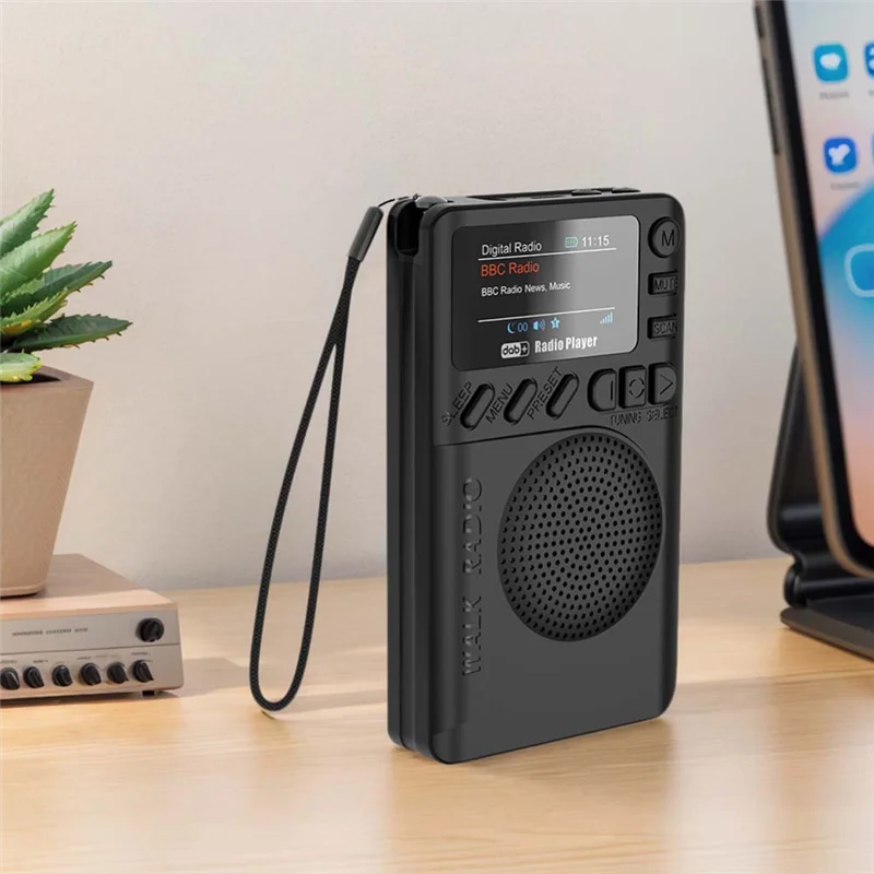 BNVN-Mini DAB FMデジタルラジオ、ランニングスポーツ用ポータブルスピーカー、ヘッドホンジャック付きポケットDAB/DAB+ラジオデザイン